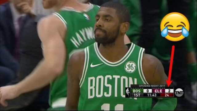 TNT had a funny snafu when Kyrie Irving scored the first basket of the NBA season
