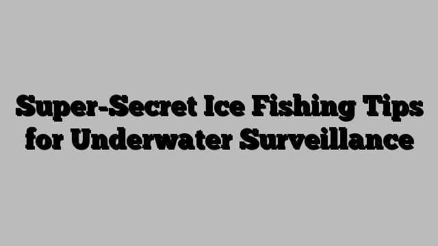 Super-Secret Ice Fishing Tips for Underwater Surveillance