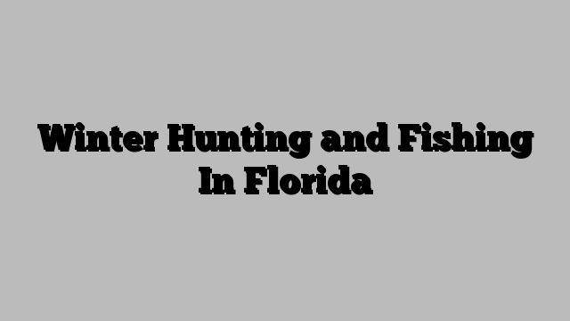 Winter Hunting and Fishing In Florida