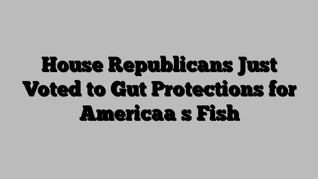 House Republicans Just Voted to Gut Protections for Americaa s Fish