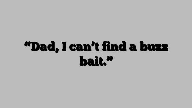 “Dad, I can’t find a buzz bait.”