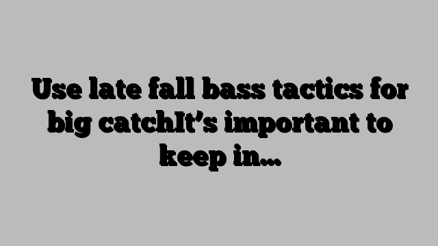 Use late fall bass tactics for big catchIt’s important to keep in…