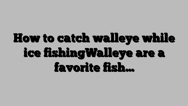 How to catch walleye while ice fishingWalleye are a favorite fish…