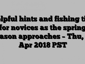 Helpful hints and fishing tips for novices as the spring season approaches – Thu, 26 Apr 2018 PST