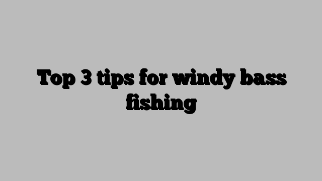 Top 3 tips for windy bass fishing