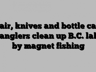 Chair, knives and bottle caps: 3 anglers clean up B.C. lake by magnet fishing